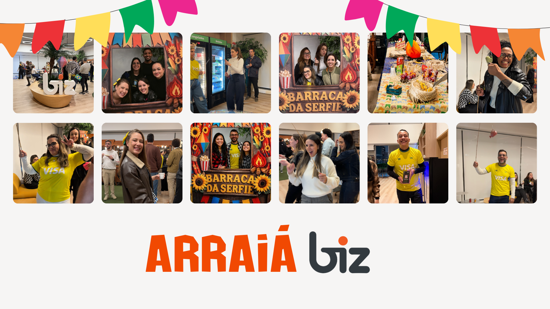 Colaboradores participando de uma festa junina em ambiente corporativo para fortalecer a experiência do colaborador